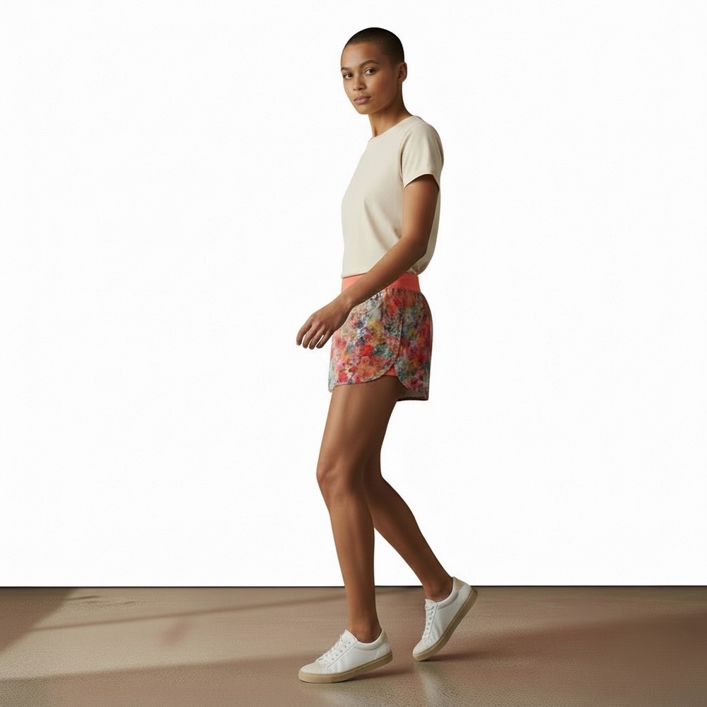 Athleta Girl Shorts Size XXL Run the World 3" Shorts Orange floral Size XXL T16